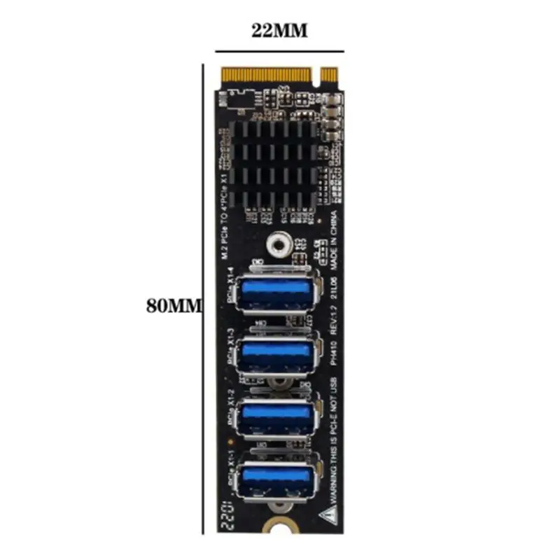 Superior-3X M.2 M-Key Pcie Expansion Cards M.2 To Pci-E X1 4 Port USB3.0 Graphics Card Expansion Adapter ASM1184E M.2 Adapter
