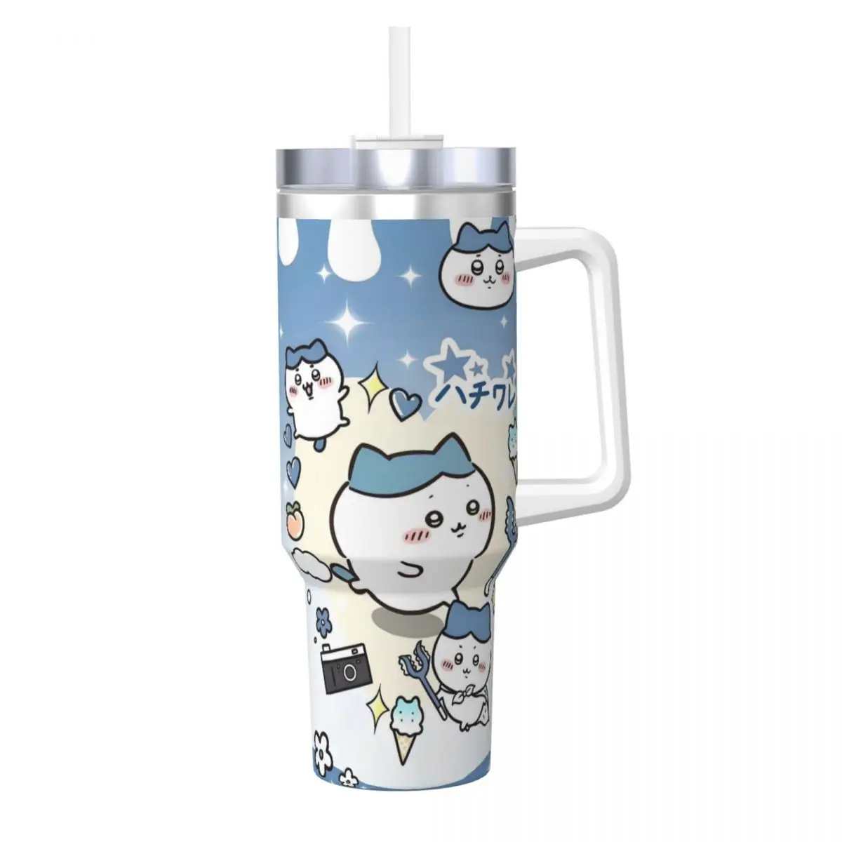 Kubek termiczny ze stali nierdzewnej Chiikawa, kubek podróżny 40oz, kubek do kawy, utrzymuje ciepło i zimno, butelka na mleko, herbatę, wodę.