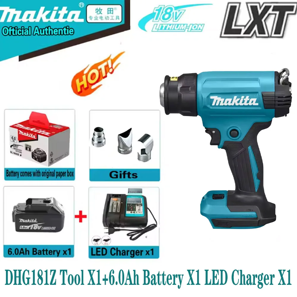 

Makita DHG181 18V Heat Gun Cordless Temperature Control 150-550°C Portable Rechargeable Car Film Heat Shrink Tube Hot Air Gun