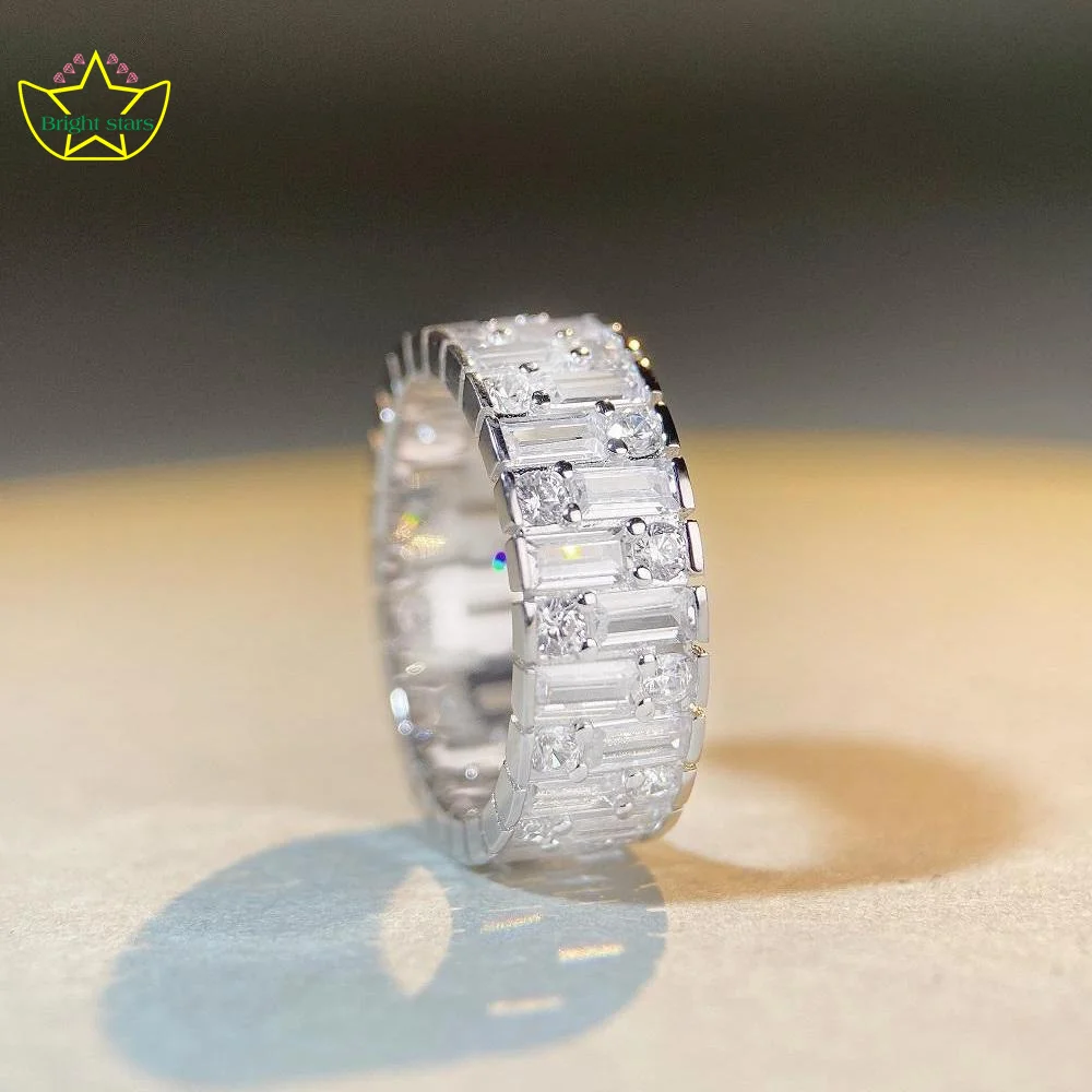 

Bright Stars S925 sterling silver Couple rings hip-hop niche design rings men fine jewerlyand women