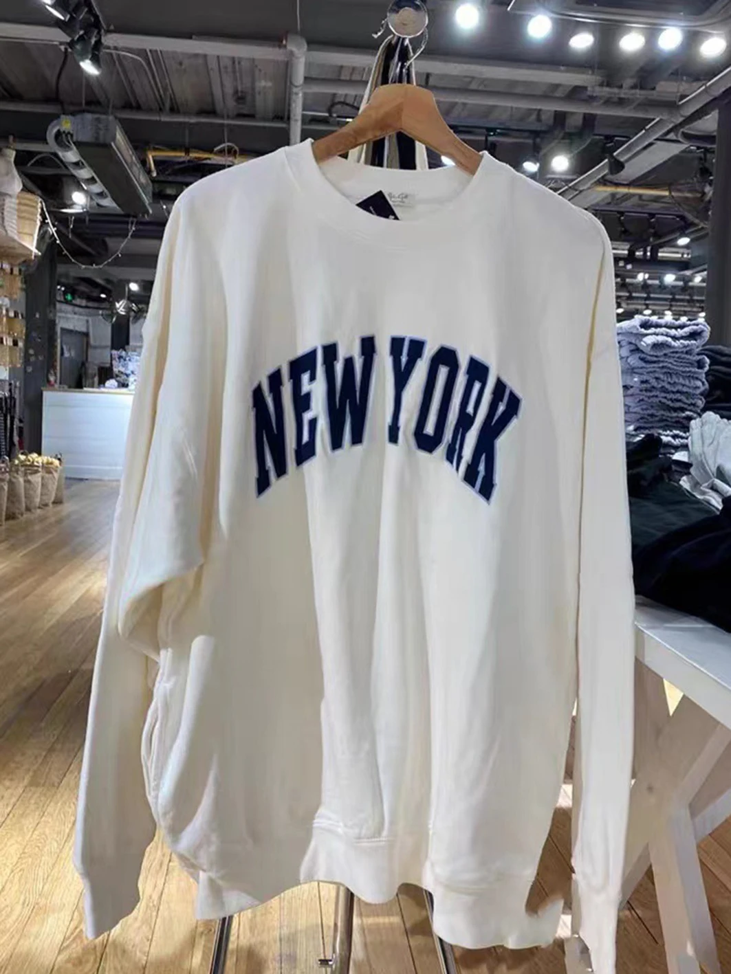 New York Letter Embroidery Sweatshirt Woman Round Neck Long Sleeve Cotton Loose Pull Hoodie Casual Sweet Cute Sweatshirts Top