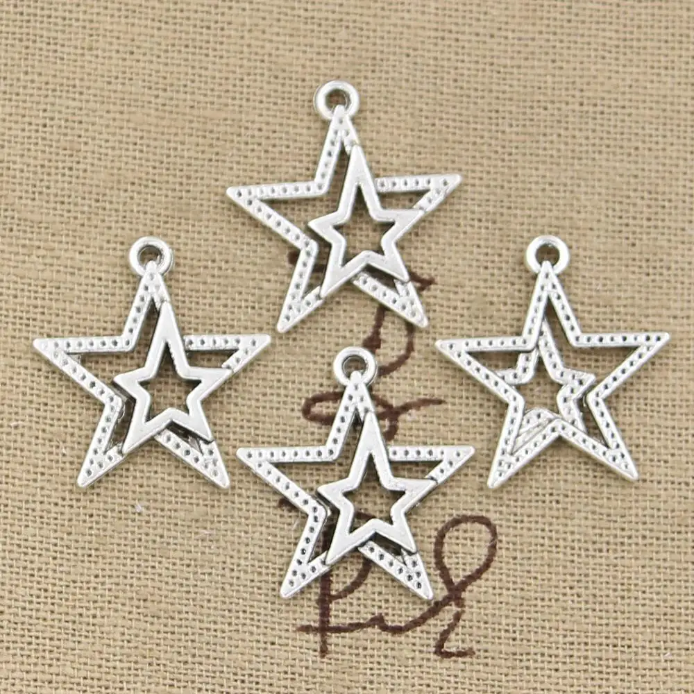 30 sztuk Charms gwiazda Pentagram 23x20mm antyczny brąz kolor srebrny zawieszki dokonywanie DIY Handmade tybetański brąz kolor srebrny biżuteria