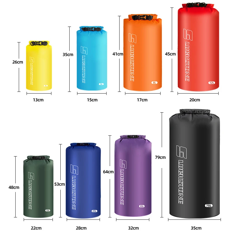 Sac sec étanche pour vêtements de natation, sacoche de rangement ultralégère pour rafting kayak sport, 3/5/8/12/15/25/35/75L