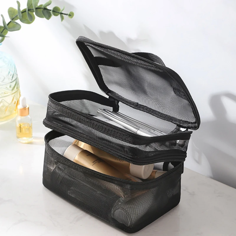 Women's Transparent Mesh Ideal for Cosmetics Makeup and Toiletries Kit  for Travel Sales Success Make Up Organizer Bag