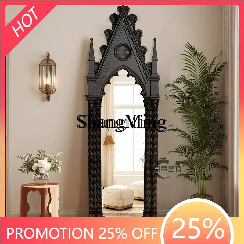 

CL new Chinese solid wood floor-to-ceiling wall-mounted fitting mirror household simple bedroom dressing mirror