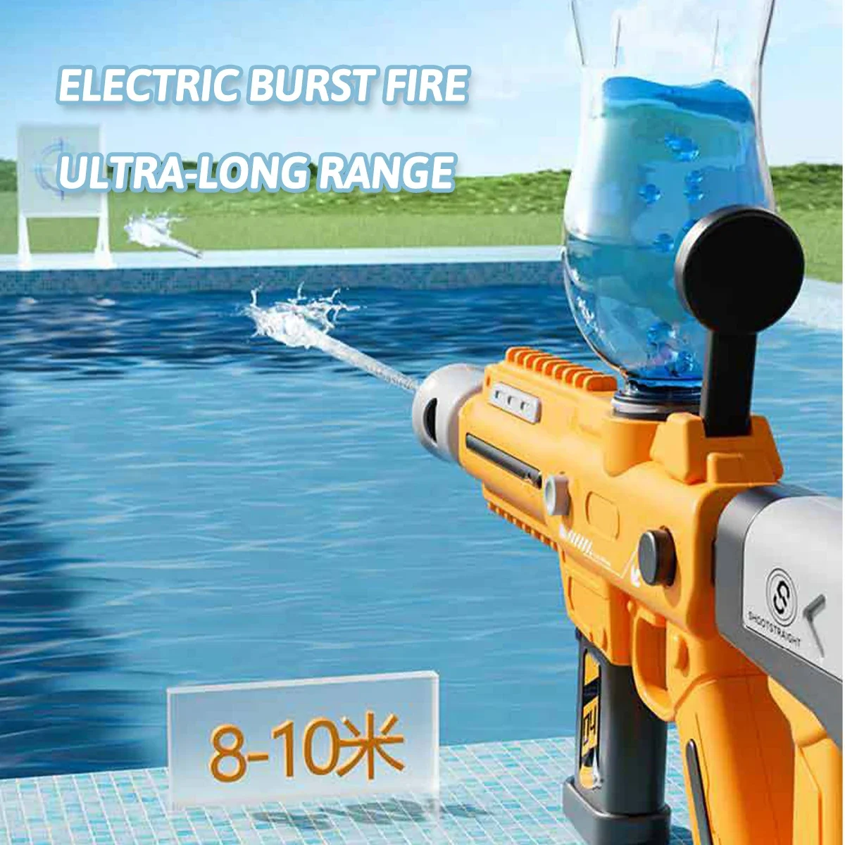 Pistola ad acqua elettrica a fuoco continuo per bambini, estate, spiaggia all'aperto, giocattoli da tiro con luce per bambini, ragazzi, ragazze, adulti