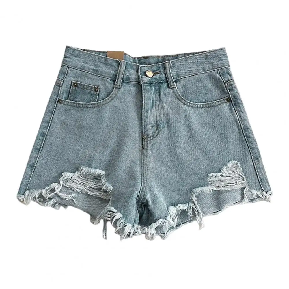 2025, Jeanshose, Vintage-Jeansshorts mit hoher Taille für Damen, Retro-A-Linien-Stil mit zerrissenen Details, schmale Passform, über dem Knie