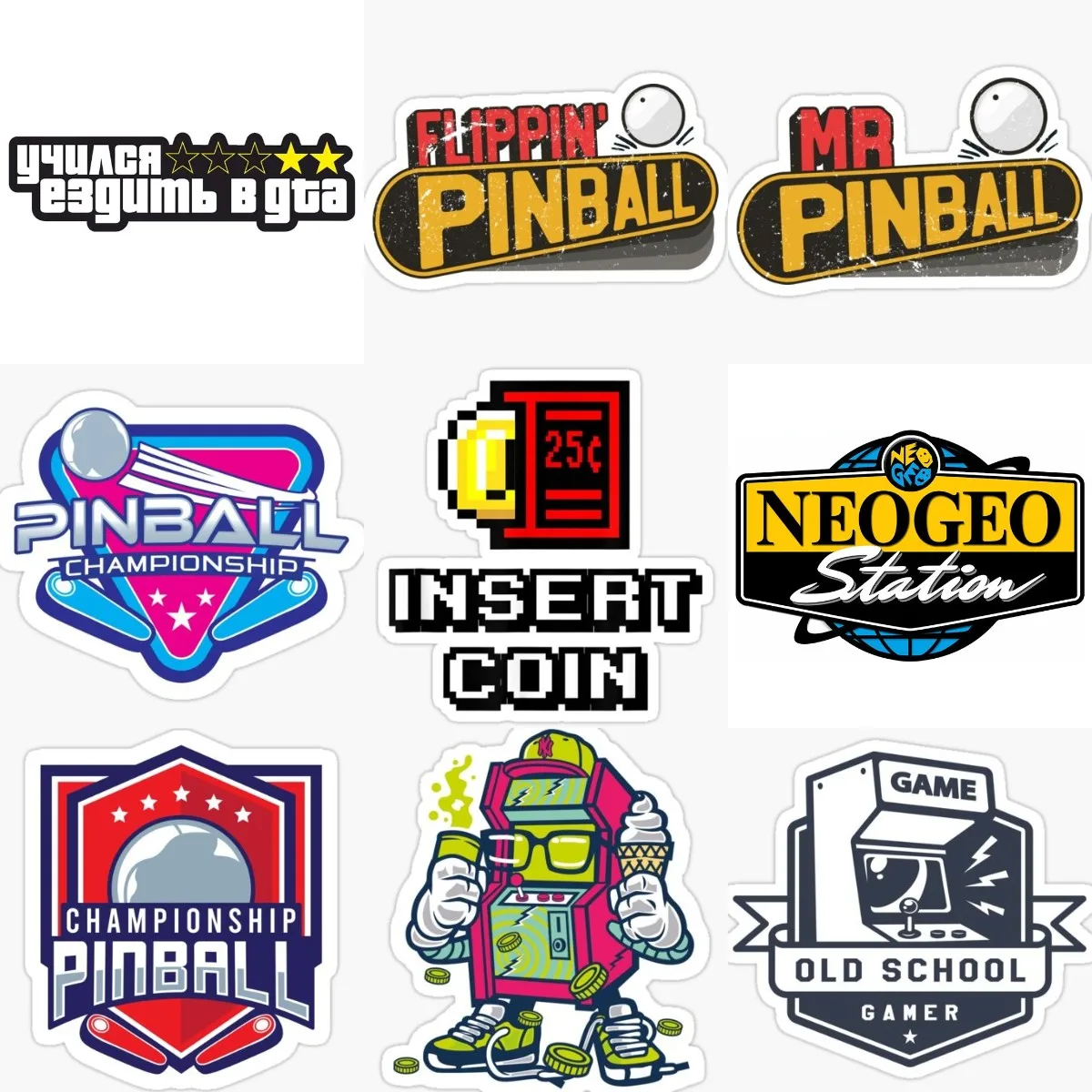 Arcade Game Pinball Insert Coin To Play Pinball PVC Creative Sticker for Decorate Laptop Motorcycle Helmet Car Bumper Truck Wall