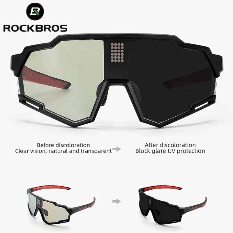 ROCKBROS Cycling Glasses Photochromic Polarized UV400 Protection Smart Electronic Chip Rapid Color Change Sports Bicycle Goggles