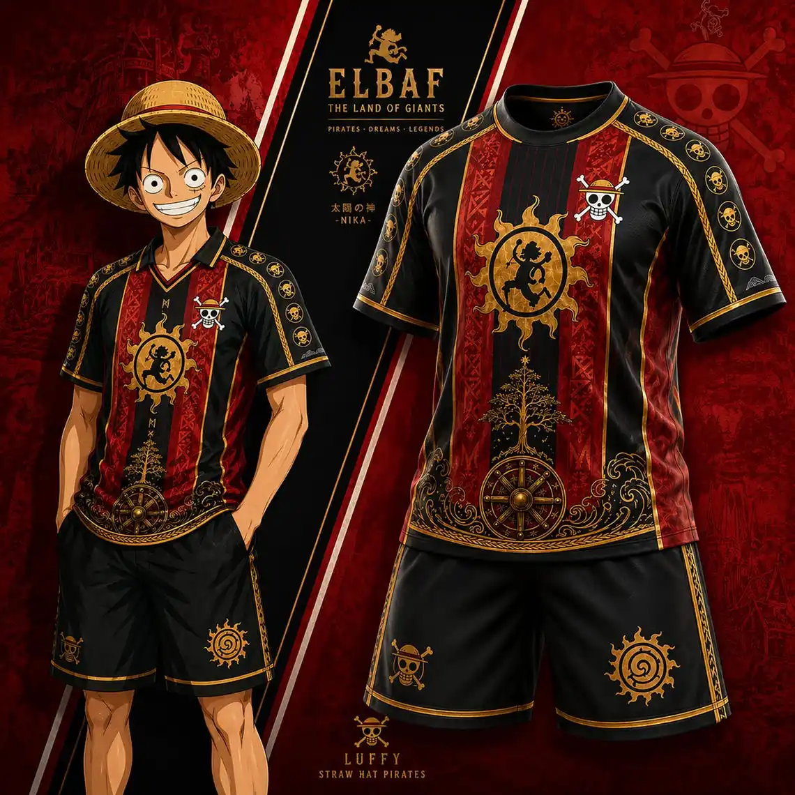 2026 Autumn ONE PIECE Luffy Parent Child T-shirt Shorts Set Adult/Child Breathable Quick Drying Cartoon Casual Set Halloween Top