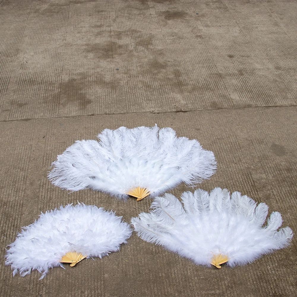 White Ostrich Fur Feather Fans 50CM 80CM 100CM 130CM Belly Dance Halloween Party Props Ornament Decoration Show Props