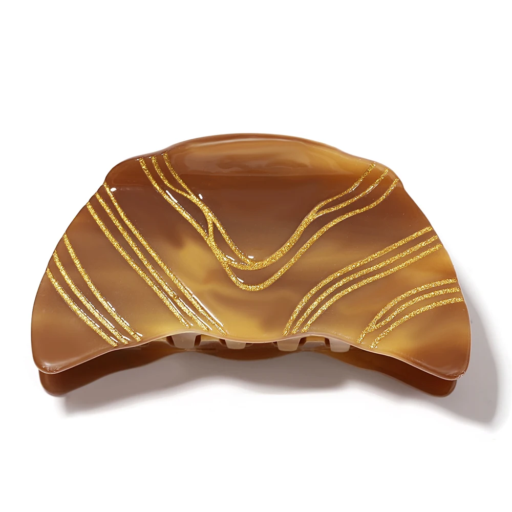 AENSOA التصميم الأصلي لطيف الكرواسون شكل المرأة إكسسوارات الشعر موضة الاكريليك خلات البني شخصية مخلب كليب الصيف #5