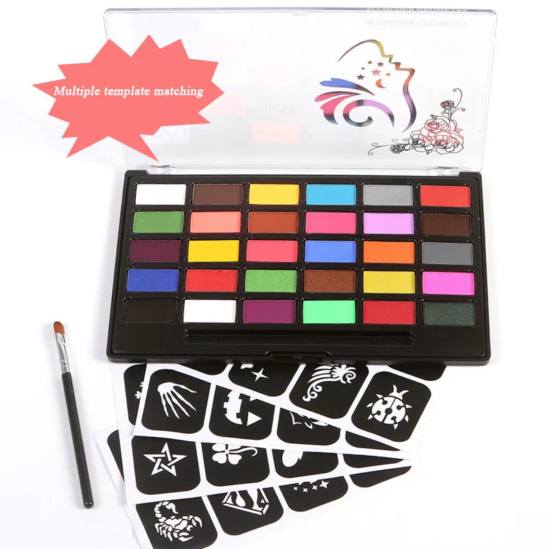 30 لون الوجه الجسم اللوحة المهنية للذوبان في الماء وغير سامة والمذاق الجسم اللوحة الصباغ