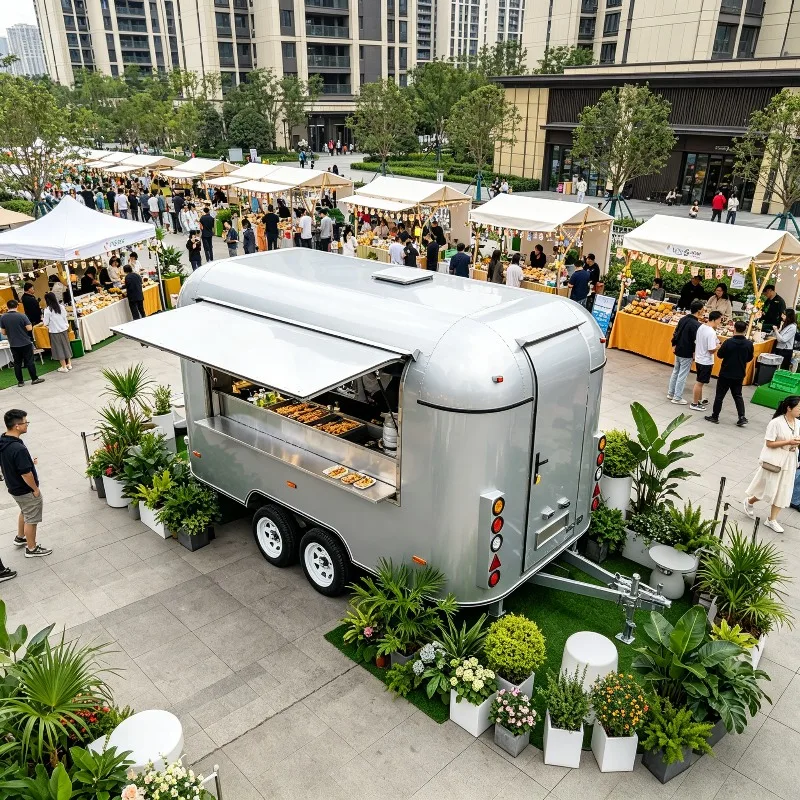 Fast Food Cart Street Food Customized Fully Equipped Mobile Kitchen Pizza Burger Tacos BBQ Concession Van view 6