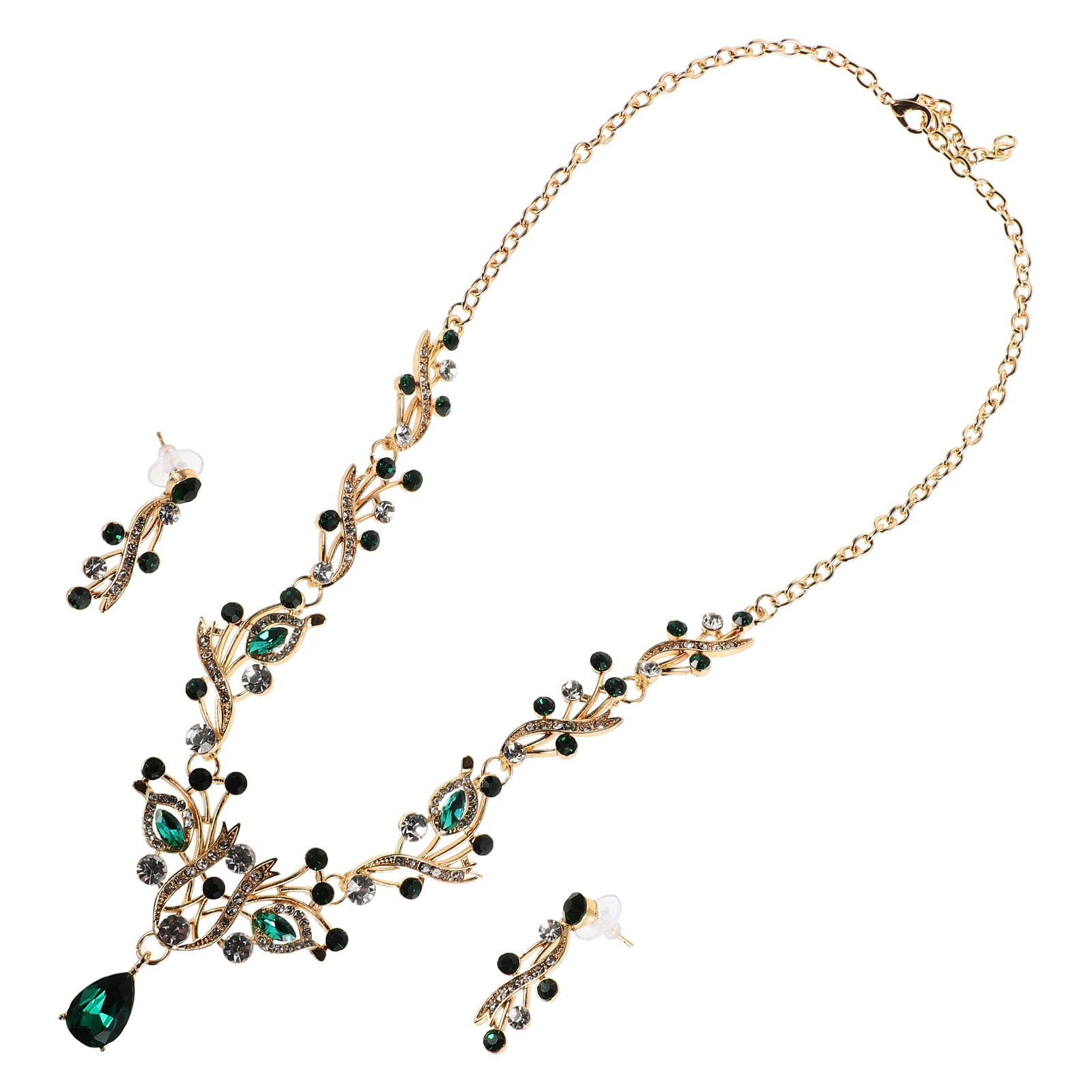 

1Set Rhinestone Bridal Jewelry Set Elegant Necklace Earrings Women Proms Evening Parties