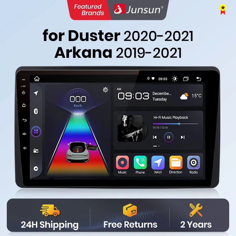 Junsun V1 AI Voice Wireless CarPlay Android Auto Radio for Renault Duster HM 2 2020 2021 Arkana 2019-2021 4G Car Multimedia GPS