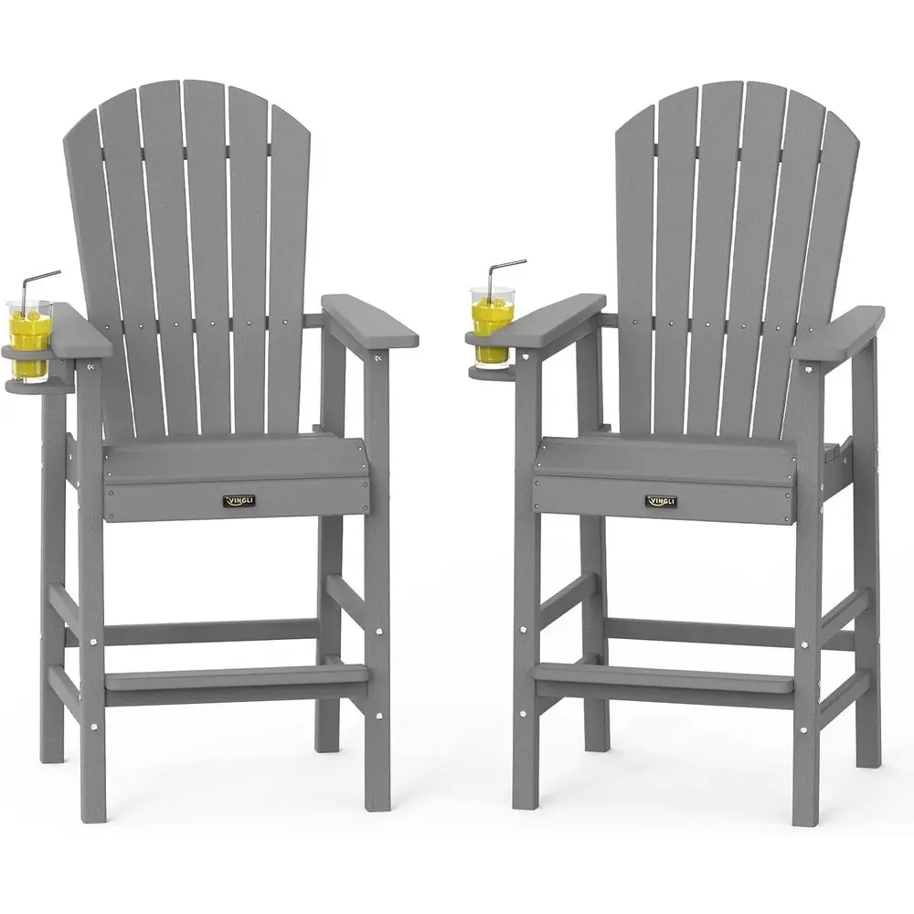 

Набор из 2-х устойчивых к непогоде пластиковых кресел Adirondack с подстаканниками для использования на открытом воздухе