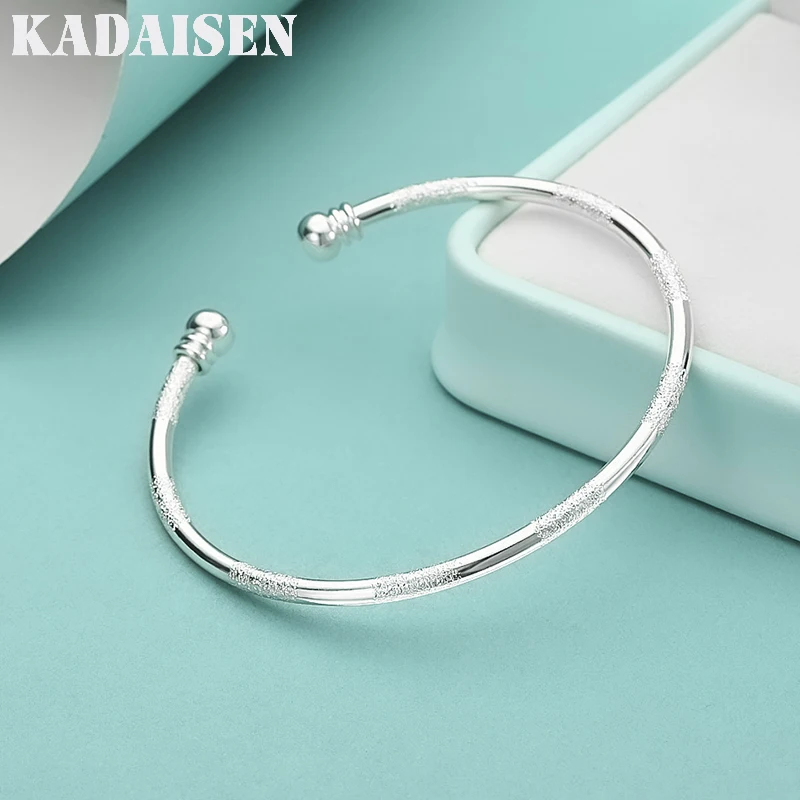 

925 Sterling Silver Round Bangle Cuff Bracelet For Women Fashion Wedding Party Charm Jewelry