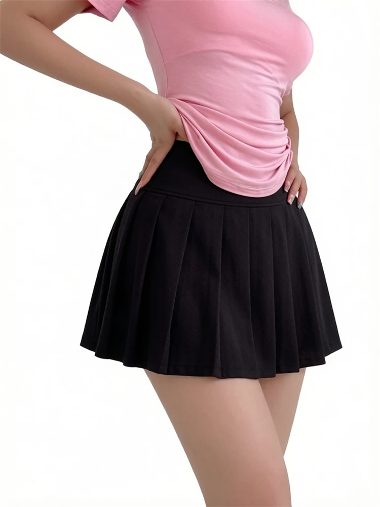 Pleated Mini Skirt Trendy Korean Women High Waist A-Line Skater Skirt Sweet Y2K Preppy Campus Style Sexy Kawaii School Outfit