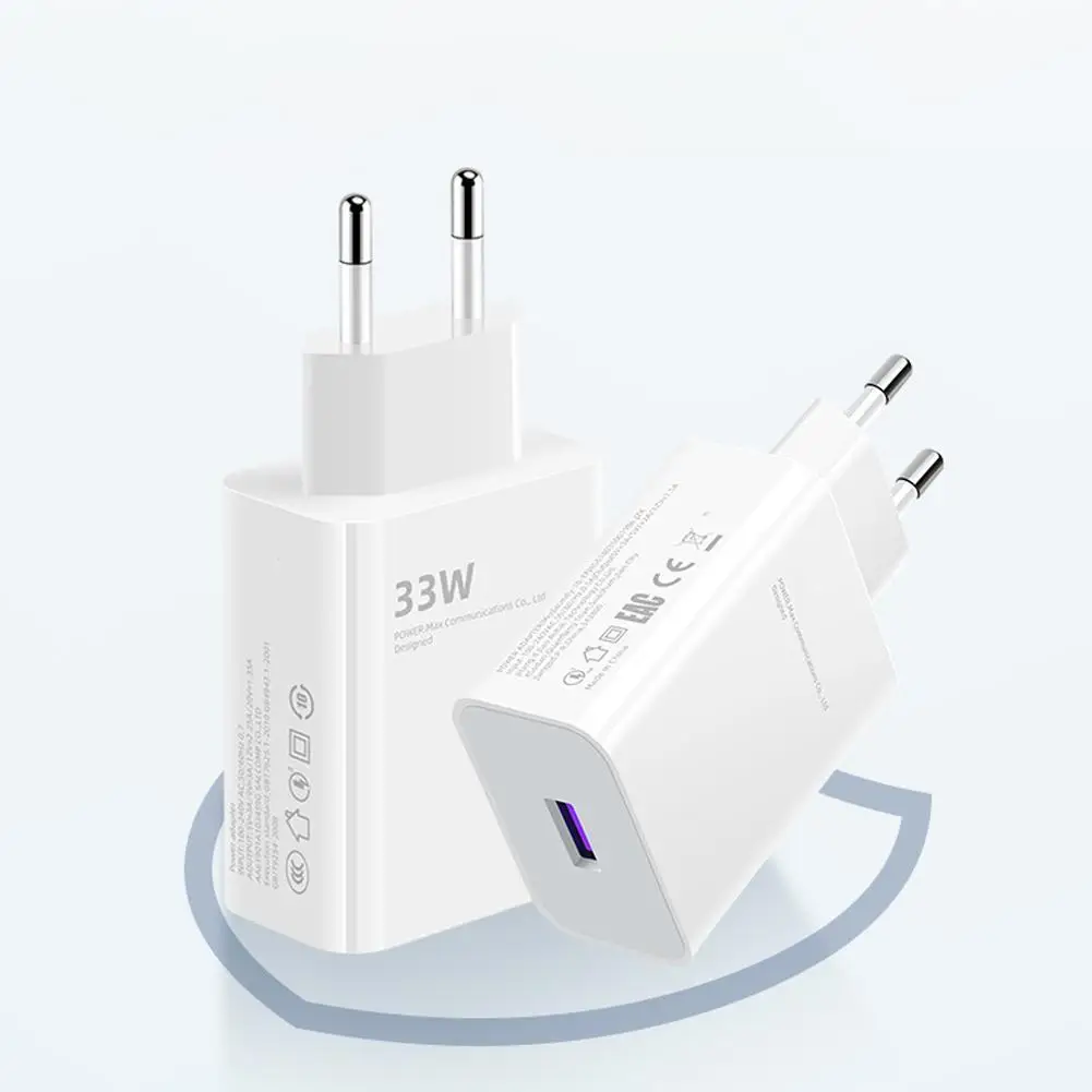 Lightweight Portable 33W European American USB Charger with Multiple Protection Features Ideal for Fast Safe Charging on the Go