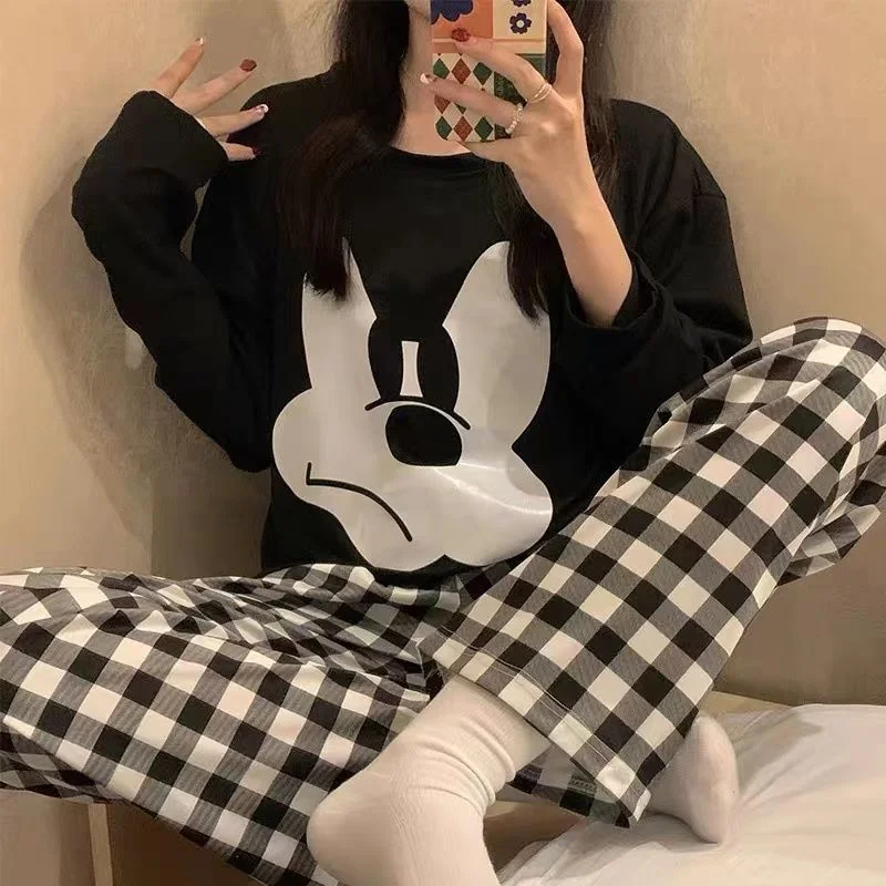 Disney Mickey autumn new pajamas women\'s long-sleeved cartoon cute loose and fresh winter animation loungewear suit