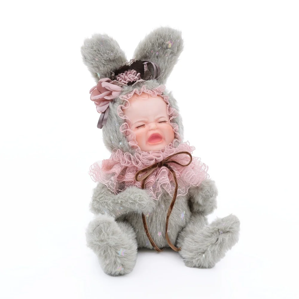 

Cloveray 8-дюймовая оригинальная реалистичная фарфоровая кукла с керамическим лицом, плюшевый набор кроликов, керамическая кукла с плачущим лицом, художественный подарок ручной работы для детей