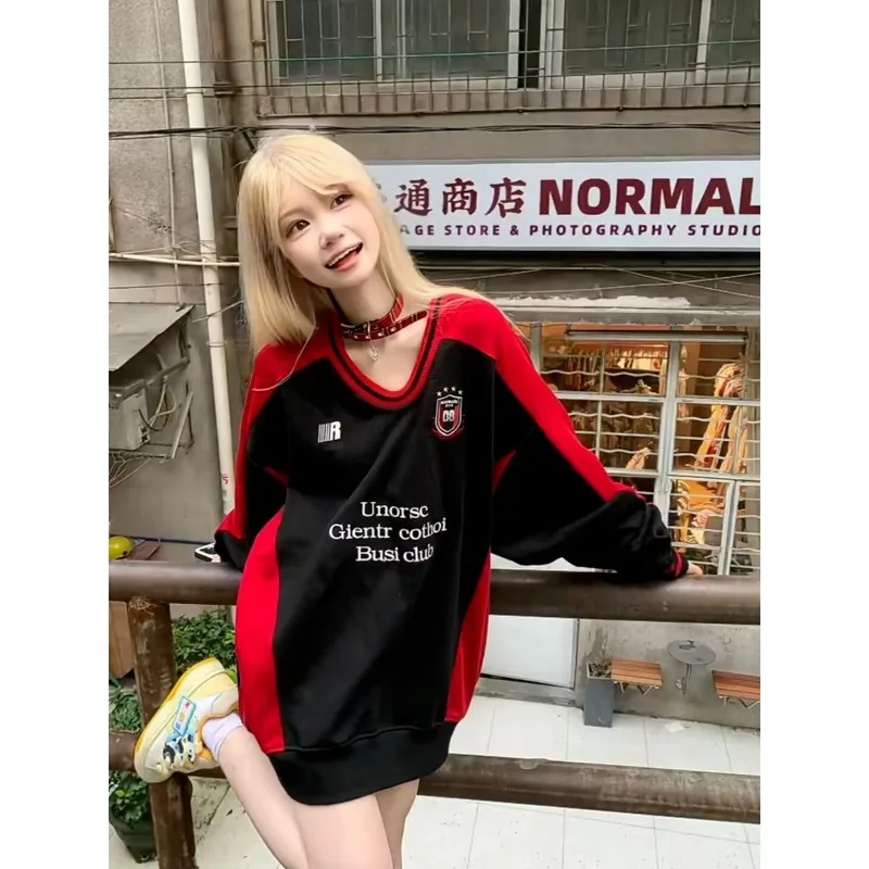 

American Retro Sportswear Women's Autumn Letter 3D Printed Oversized Casual High Street Sportswear Trend Kawaii Clothing Y2k