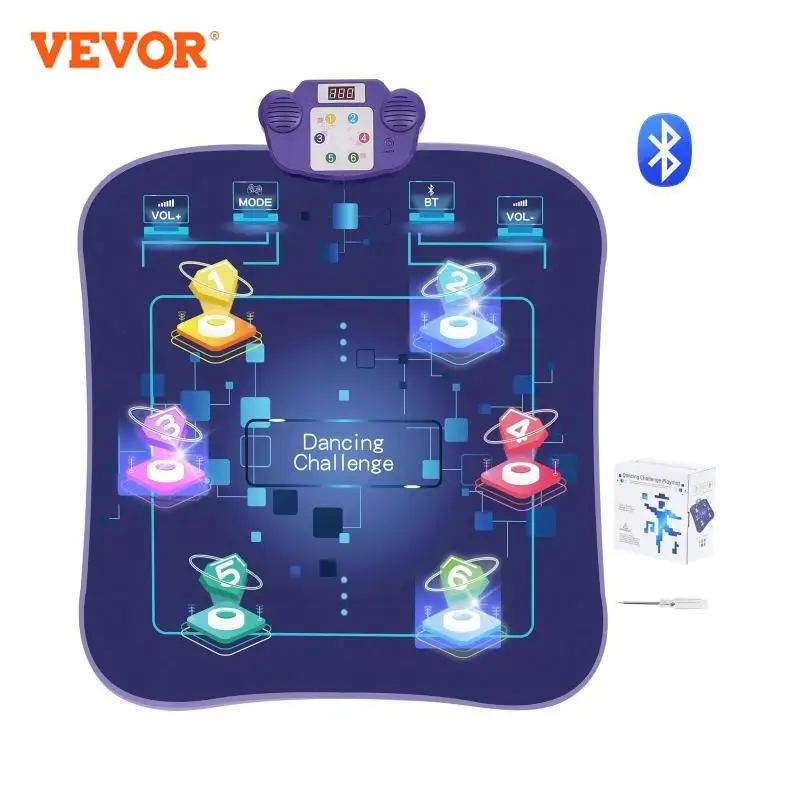 VEVOR 6-Button Kids Electronic Dance Mat Dancing Mixer Step Play Pad with Bluetooth 5 Game Modes for Girls Toys Birthday Gifts