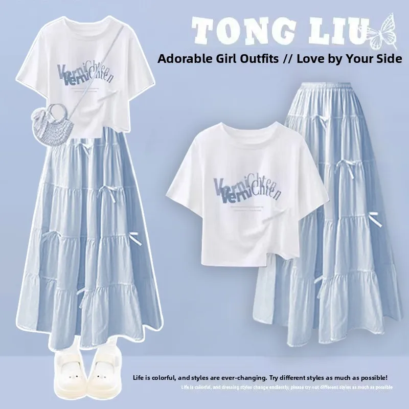 Conjunto de Falda y Camiseta Asimétrica Estilo Estudiantil para Verano, Súper Hermoso para Chicas de Secundaria y Preparatoria