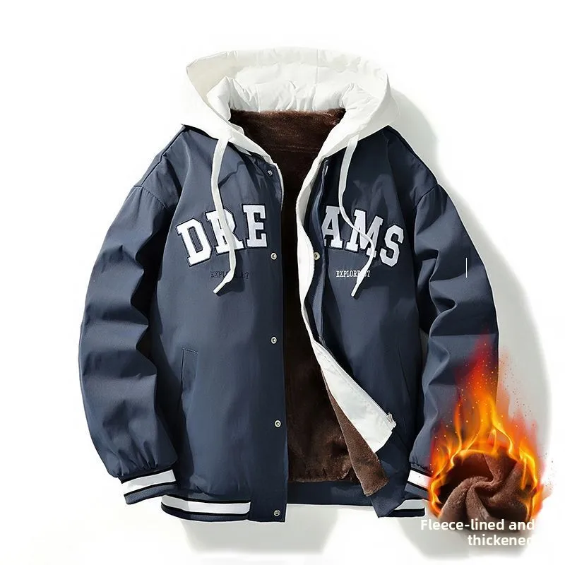 

Осень/зима 2022, новая модная брендовая куртка-кардиган большого размера для мужчин, свободное универсальное бейсбольное пальто с капюшоном в американском стиле