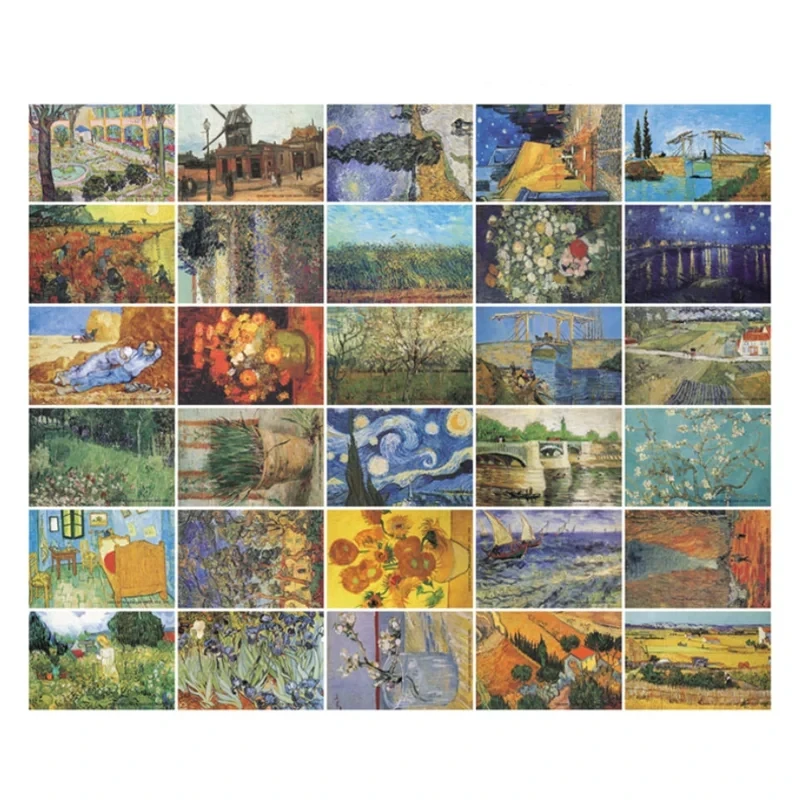 30 Sheets/Box Van Gogh Oil Painting Postcard The Starry Night Art Painting Greeting Card Retro Wish Post Card Gift Message Card