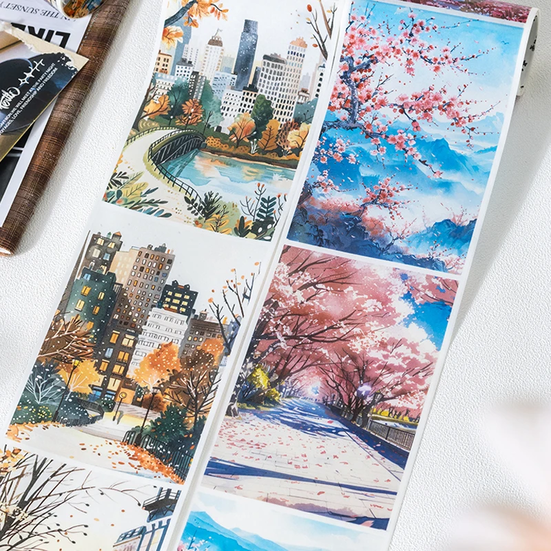 Mr. Paper, Travel Plan Series Washi Stickers Tape, Travel Landscape Decorate Washi Tape Student Hand Account Material Washi Tape