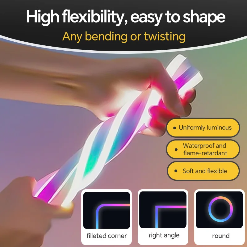 Lampada impermeabile IP67 in silicone flessibile a LED con striscia di luce al neon Adatta per luci LED a colori WS2811 da 5 mm, 8 mm, 15 mm