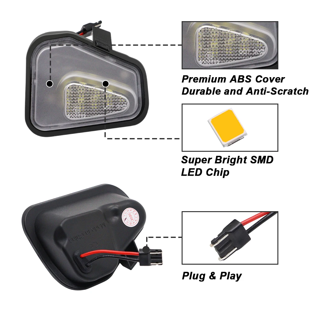 Lumières LED sous le miroir pour VW Passat B7 CC, lampe de bienvenue pour VW Jetta, contraste, rocco, EOS, CÔTÉ cinelle, 2 pièces