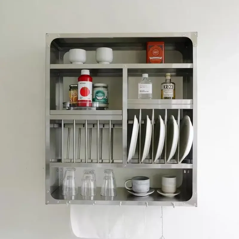 Customized 304 Stainless Steel Wall Mounted Eco-Friendly Height Adjustable Storage Trays for Dish Bowl Food Storage Kitchen