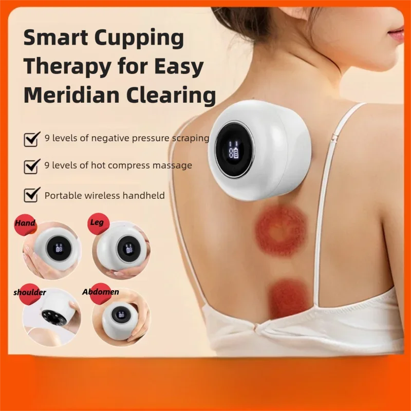 

Умный скребковый баночный массажер с 9-ступенчатым электрическим баночным устройством отрицательного давления с горячим компрессом для релаксации спины и тела