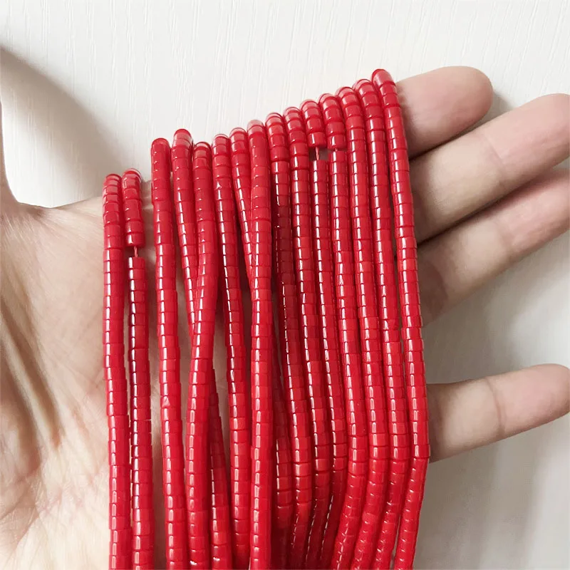 2*4MM Heishi Red Coral Color Gemstone Abacus Disc Natural Stone Beads For Jewelry Making DIY Bracelet Necklace Earrings 6