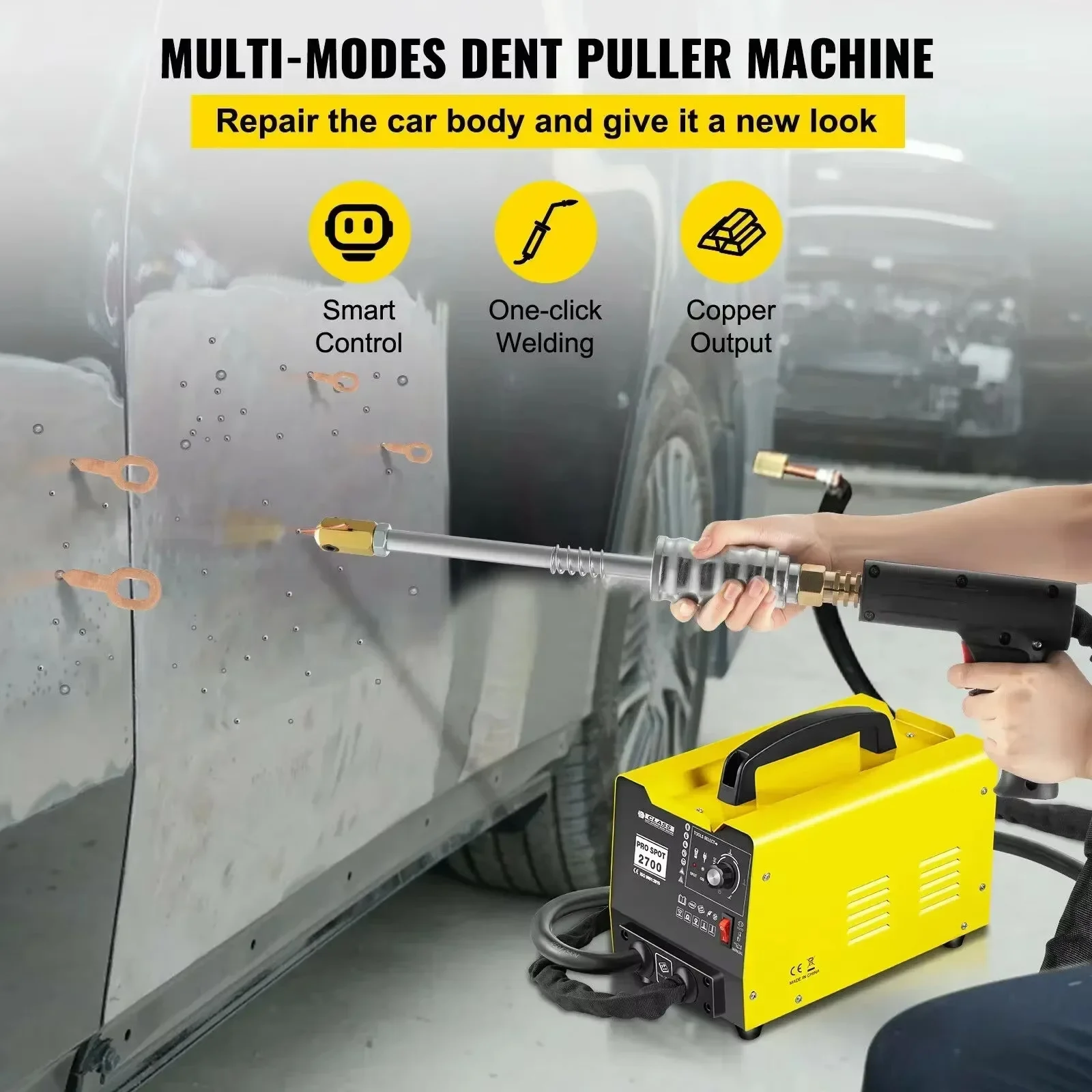Punktschweißgerät | Sihao Punktschweißgerät 2KW 0,6-1,2mm Punktschweißpistole für Dach- und Motorhaubenpaneele 3500A Dellenreparaturmaschine für Stanzdellen – Detail 2