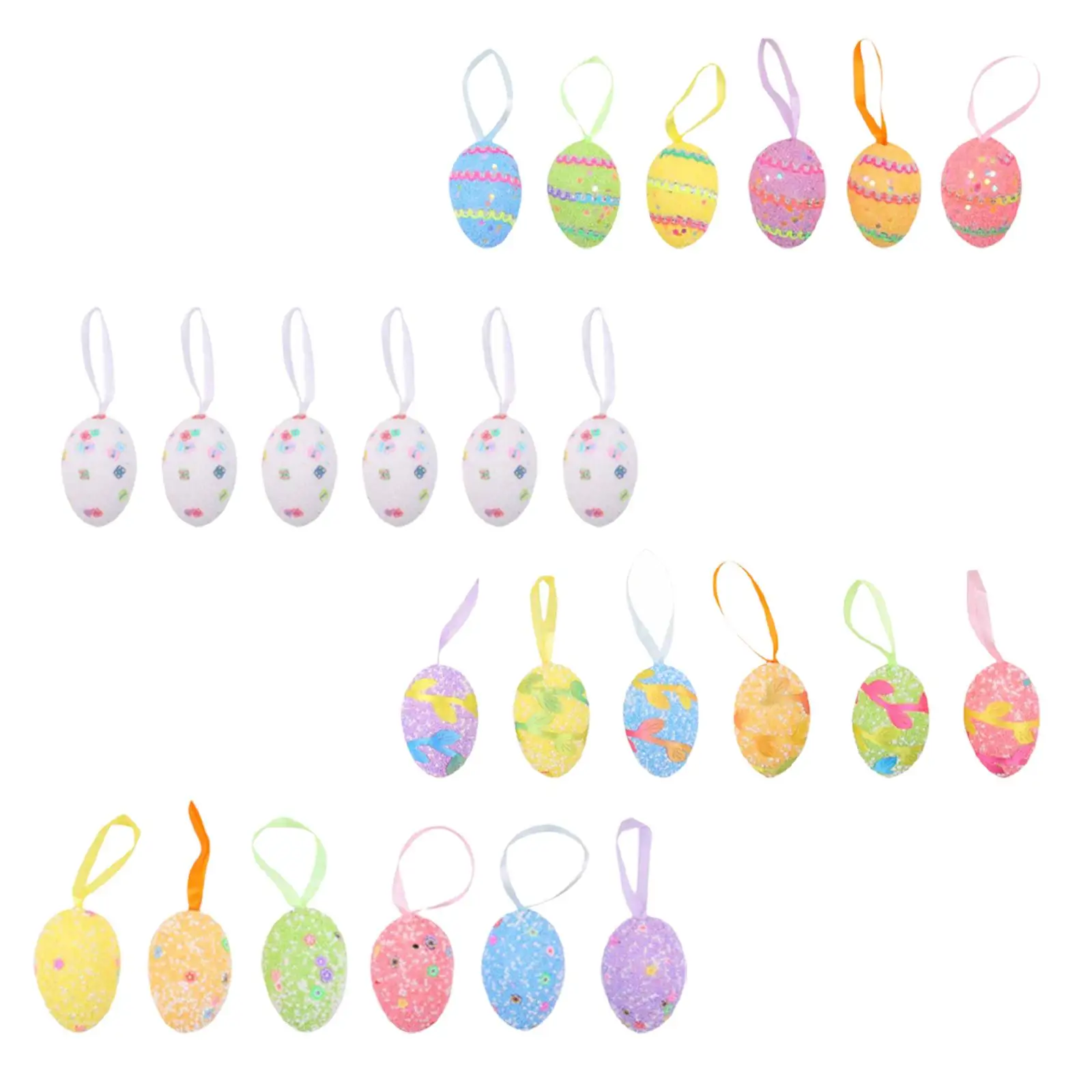 6 Pieces Easter Egg Hanging Ornaments Easter Hanging Eggs Easter Decor Easter Tree Ornaments for Garden Wall Party Wreath Home