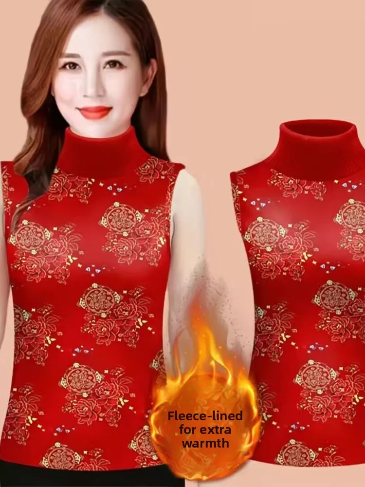 

Warm High Collar Women's Vest 2025 New Korean Sle Fce Thiening Winter Faion Casual Print Asymmetrical Design