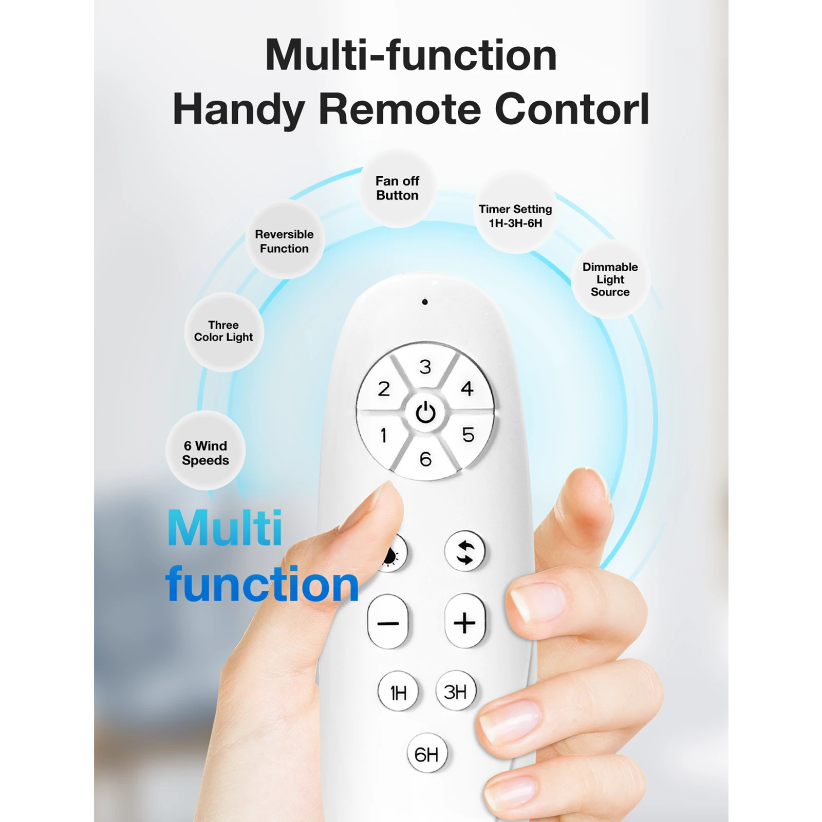 Modern 62inch (9-Blade) Ceiling Fan with LED Lights and Remote Control Suitable for bedroom, dining room and other scenes