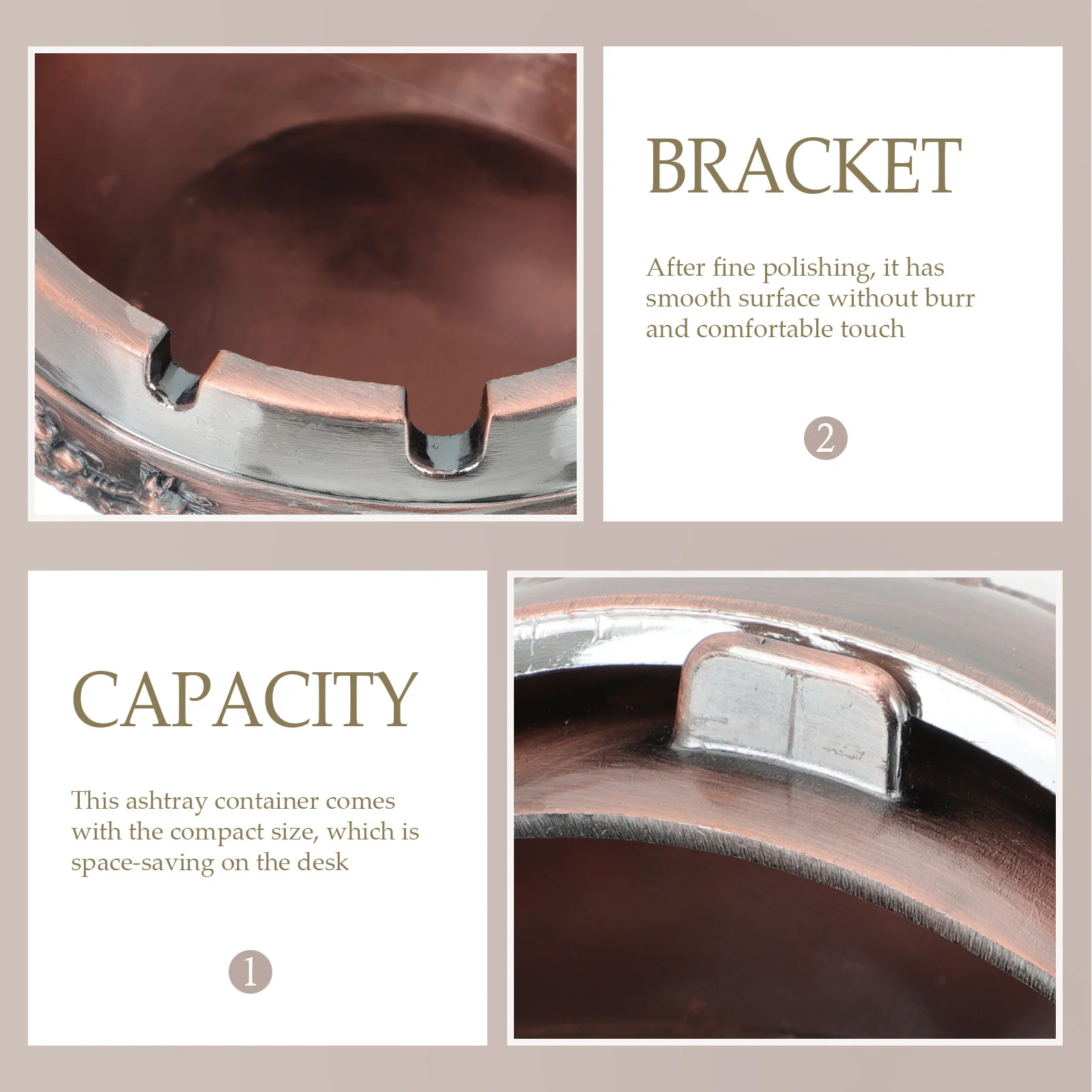 

Metal Ashtray Small Delicate Design Wear-Resistant Smooth Surface Easy Clean Desktop Home Office Use Portable Cigarette
