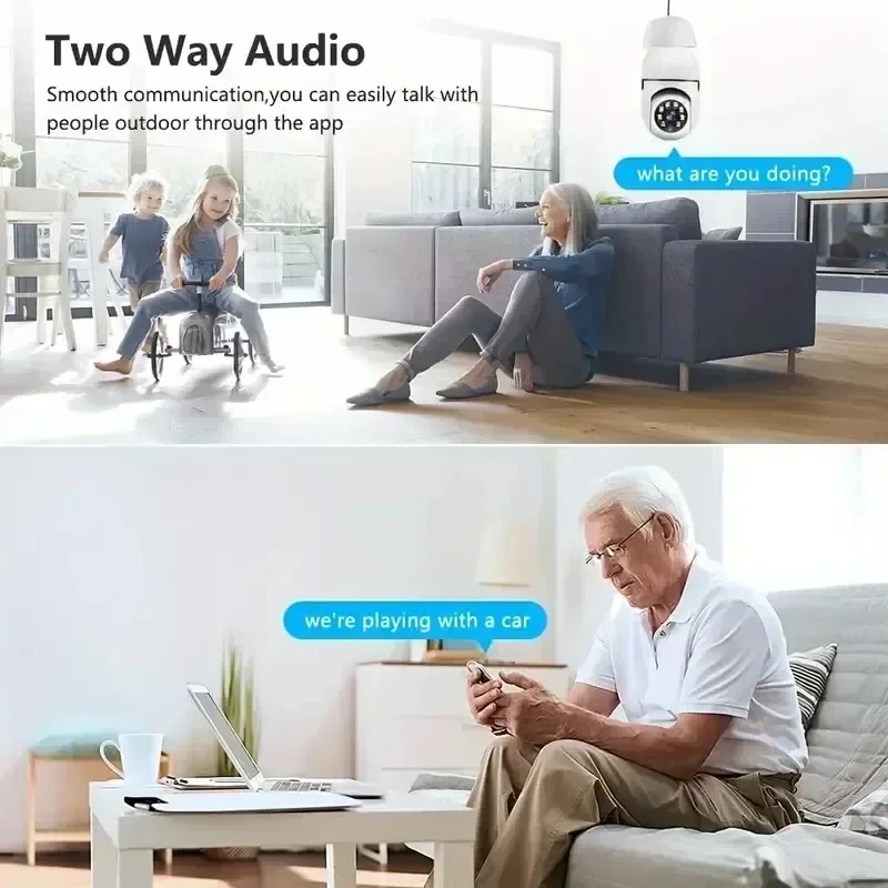 2MP 5G Wifi Bulb Camera 1080P PTZ IP Camera Full Color Night Vision Security Protection Surveil Camera 4X Digital Zoom Camera