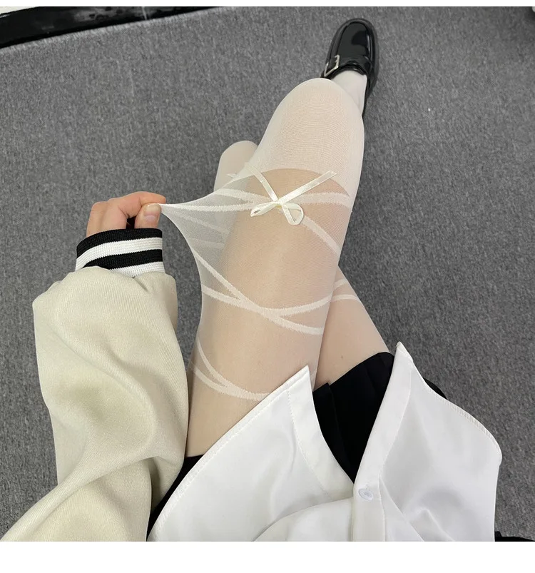 Stockings Women Lingerie Bowknot Straps Lolita Cute Girls Long Tights Socks Black White Sexy lingeries for woman Onlyfans medias