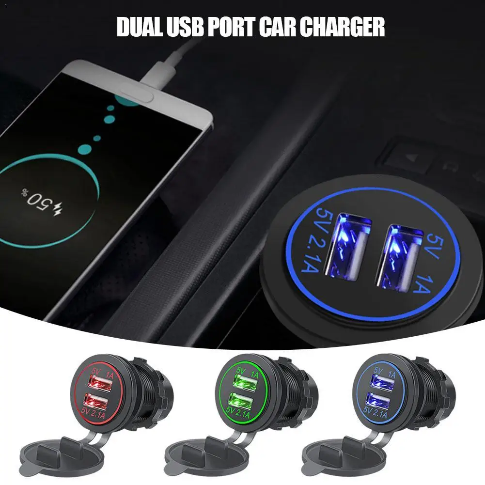 DC 12-24V 2.1A Dual USB Charger Socket Power Outlet Adapter 5V Waterproof Dual USB Ports Fast Charge For Smartphone Car