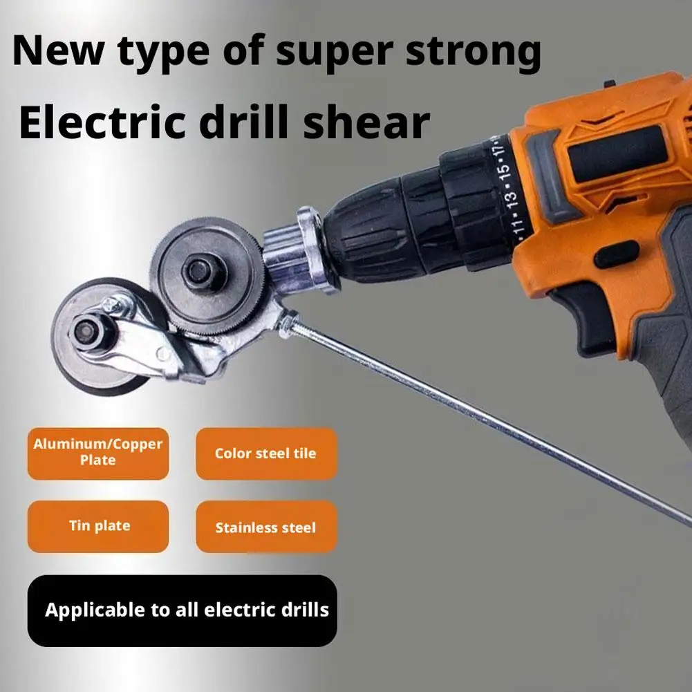 Professional Sheet Metal Shear for Corrugated Roofing & Galvanized Steel, Electric Drill Attachment Metal Cutter, Power Tool DIY