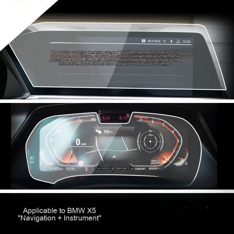 

For BMW X5 2019 2020-2022 Tempered Glass Navigation Dashboard Screen Protector LCD Touch Display Film interior Car Accessories