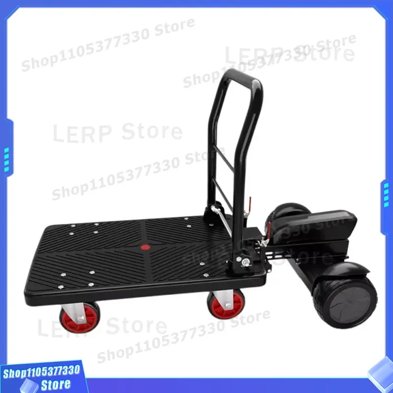 1 Ton Electric Chain Hoist With Foldable Steel Platform And Four Wheel Trolley For Heavy Duty Goods Transport Storage Tool