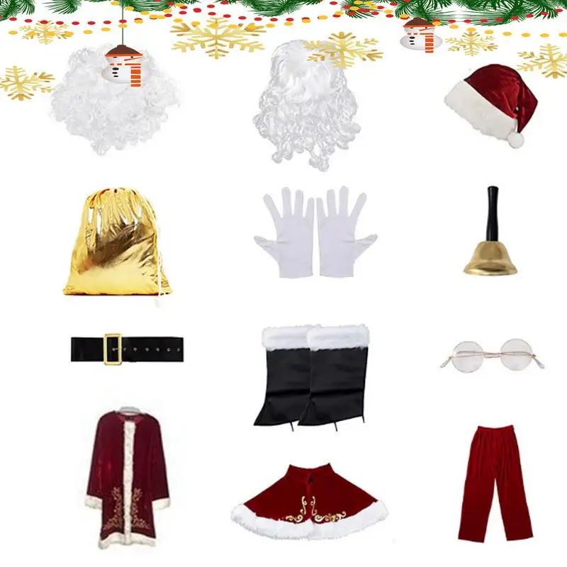 

Santa Claus Cosplay Set Christmas Santa Claus Costume Kit Comfortable Adult Santa Claus Outfit For Christmas Eve Day Halloween