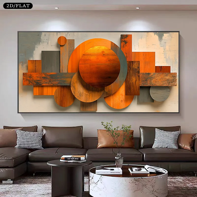 2D Flat Large Abstract Warm Brown Orange Canvas Wall Art Unframed Modern Minimalist Canvas Prints for Living Room， Bedroom Decor